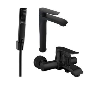 MEXEN/S - Pecos R72 Set umývadlové a vaňové batérie s príslušenstvom, čierna 72713R72-70 vyobraziť