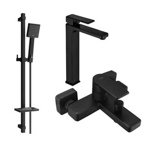 MEXEN/S - Mino DQ45 SET umývadlová batéria + vaňové s príslušenstvom, čierna 72413DQ45-70 vyobraziť