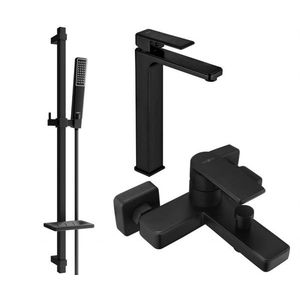 MEXEN/S - Mino DQ72 SET umývadlová batéria + vaňové s príslušenstvom, čierna 72413DQ72-70 vyobraziť