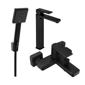 MEXEN/S - Mino R45 SET umývadlová batéria + vaňové s príslušenstvom, čierna 72413R45-70 vyobraziť