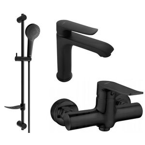 MEXEN/S - Pecos DF05 SET umývadlová batéria + sprchová s príslušenstvom, čierna 72704DF05-70 vyobraziť