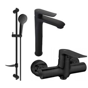 MEXEN/S - Pecos DF05 SET umývadlová batéria + sprchová s príslušenstvom, čierna 72714DF05-70 vyobraziť