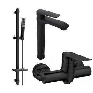 MEXEN/S - Pecos DQ72 SET umývadlová batéria + sprchová s príslušenstvom, čierna 72714DQ72-70 vyobraziť