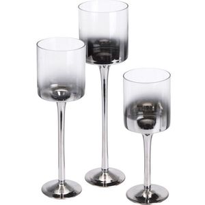 Súprava svietnikov Home&styling, 3 ks, sivostrieborné sklo vyobraziť