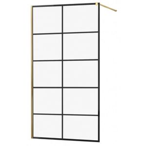 MEXEN/S - KIOTO Sprchová zástena WALK-IN 90x200 cm 8 mm, zlatá, čierny vzor 1 800-090-101-50-77 vyobraziť