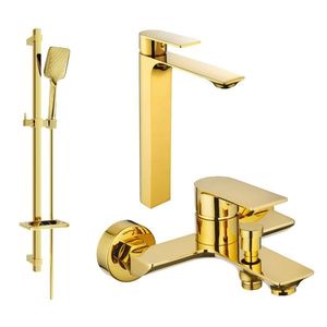 MEXEN/S - Alexa SET umývadlová + vaňová batéria s príslušenstvom DQ62, zlatá 71213DQ62-50 vyobraziť