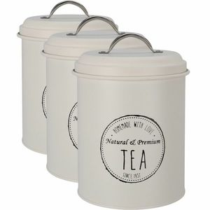 Excellent Houseware Súprava plechových dóz na potraviny 13, 5 x 18 cm, 3 ks, krémová, L vyobraziť