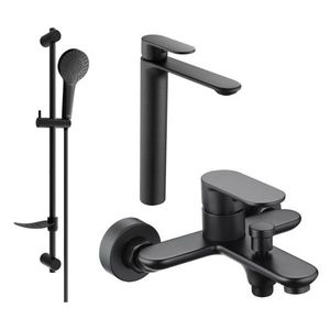 MEXEN/S - Milo DF05 SET umývadlová batéria + vaňová s príslušenstvom, čierna 71313DF05-70 vyobraziť