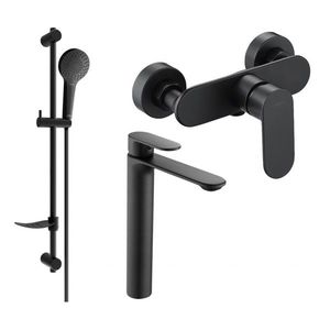 MEXEN/S - Milo DF05 SET umývadlová batéria + sprchová s príslušenstvom, čierna 71314DF05-70 vyobraziť
