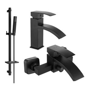 MEXEN/S - Libra DQ77 Set umývadlovej a vaňovej batérie s príslušenstvom, čierna 745103DQ77-70 vyobraziť