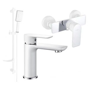 MEXEN/S - Alfa DF54 Set umývadlovej a sprchovej batérie s príslušenstvom, bielo/chróm 745704DF54-02 vyobraziť