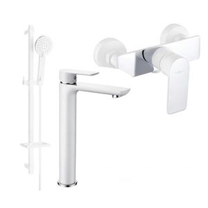 MEXEN/S - Alfa DF54 Set umývadlovej a sprchovej batérie s príslušenstvom, bielo/chróm 745714DF54-02 vyobraziť