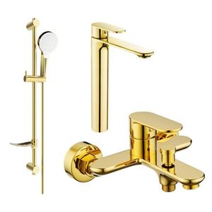 MEXEN/S - Milo DF05 Set umývadlovej a vaňovej batérie s príslušenstvom, zlato 71313DF05-50 vyobraziť