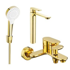 MEXEN/S - Milo R05 Set umývadlovej a vaňovej batérie s príslušenstvom, zlato 71313R05-50 vyobraziť