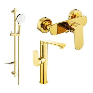 MEXEN/S - Milo DF05 Set umývadlová a sprchová batéria s príslušenstvom, zlato 713154DF05-50 vyobraziť