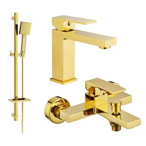 MEXEN/S - Uno DQ45 Set umývadlovej a vaňovej batérie s príslušenstvom, zlato 71403DQ45-50 vyobraziť