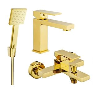 MEXEN/S - Uno R45 Set umývadlovej a vaňovej batérie s príslušenstvom, zlato 71403R45-50 vyobraziť