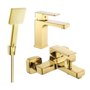 MEXEN/S - Cetus R45 Set umývadlovej a vaňovej batérie s príslušenstvom, zlato 744303R45-50 vyobraziť