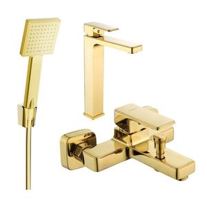 MEXEN/S - Cetus R45 Set umývadlovej a vaňovej batérie s príslušenstvom, zlato 744313R45-50 vyobraziť