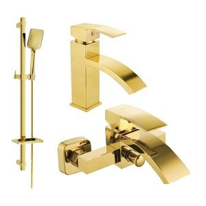 MEXEN/S - Libra DQ62 Set umývadlovej a vaňovej batérie s príslušenstvom, zlato 745103DQ62-50 vyobraziť