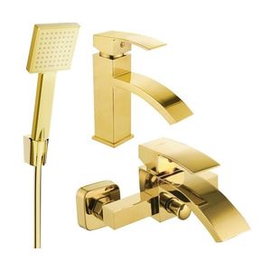 MEXEN/S - Libra R45 Set umývadlovej a vaňovej batérie s príslušenstvom, zlato 745103R45-50 vyobraziť