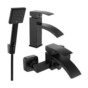 MEXEN/S - Libra R45 Set umývadlovej a vaňovej batérie s príslušenstvom, čierna 745103R45-70 vyobraziť