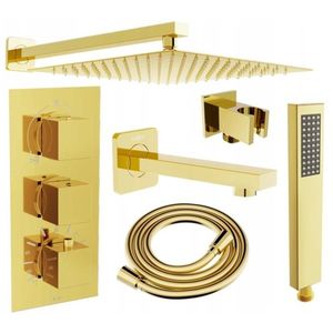 MEXEN/S - Cube DR02 podomietkový vaňový SET s vytokovou hubicou + slim sprcha 25, zlatý 77503DR0225-50 vyobraziť