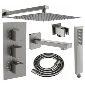 MEXEN/S - Cube DR02 podomietkový vaňový SET s vytokovou hubicou + slim sprcha 25, grafit 77503DR0225-66 vyobraziť