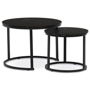 Sada konferenčných stolíkov, čierny mramor, 2 ks vyobraziť
