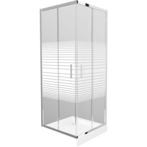 MEXEN/S - Rio štvorcový sprchovací kút 80 x 80, dekor, chróm + vanička Rio 860-080-080-01-20-4510 vyobraziť