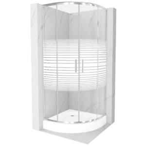 MEXEN/S - Rio štvrťkruhový sprchovací kút 70 x 70, dekor/mráz, chróm + vanička Rio 863-070-070-01-20-4710 vyobraziť
