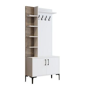 Vešiak s botníkom a policami Viyana White vyobraziť