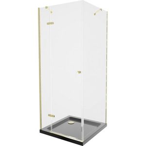 MEXEN/S - Roma sprchovací kút 80x80, transparent, zlatá + čierna vanička so sifónom 854-080-080-50-00-4070G vyobraziť
