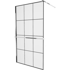 MEXEN/S - KIOTO Sprchová zástena WALK-IN s poličkou a držiakom uterákov 120 x 200, transparent/čierna 8 mm, chróm 800-120-121-01-77 vyobraziť