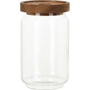 Sklenená dóza s akáciovým viečkom 700 ml, 0, 7 l vyobraziť