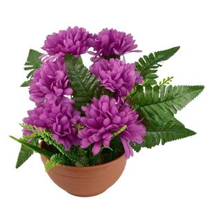 Dušičková dekorácia Fialové chryzantémy v kvetináči, 23 x 22 cm vyobraziť