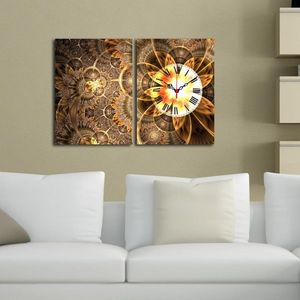 2 dielne dekoratívne nástenné hodiny Times hnedé vyobraziť