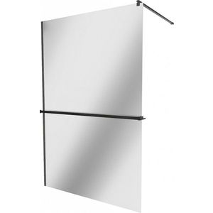 MEXEN/S - KIOTO Sprchová zástena WALK-IN s poličkou a držiakom uterákov 80 x 200, zrkadlové 8 mm, čierna 800-080-121-70-50 vyobraziť