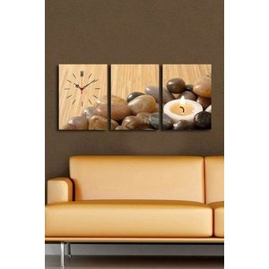 3 dielne dekoratívne nástenné hodiny Lora hnedé vyobraziť