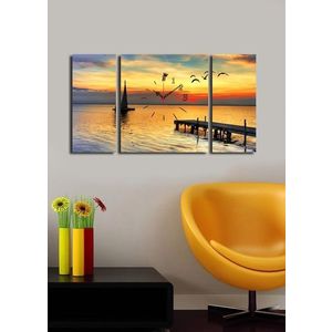 3 dielne dekoratívne nástenné hodiny Sunset žlté vyobraziť