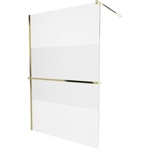 MEXEN/S - KIOTO Sprchová zástena WALK-IN s poličkou a držiakom uterákov 80 x 200, transparent 8 mm, zlatá 800-080-121-50-35 vyobraziť