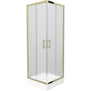 MEXEN/S - Rio sprchovací kút štvorec 70 x 70, dekor, zlato + vanička Rio vrátane výpuste 860-070-070-50-30-4510 vyobraziť
