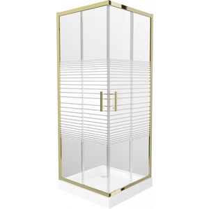 MEXEN/S - Rio sprchovací kút štvorec 80 x 80, pruhy, zlato + vanička Rio vrátane výpuste 860-080-080-50-20-4510 vyobraziť