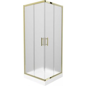 MEXEN/S - Rio sprchovací kút štvorec 80 x 80, dekor, zlato + vanička Rio vrátane výpuste 860-080-080-50-30-4510 vyobraziť