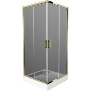MEXEN/S - Rio sprchovací kút štvorec 90 x 90, grafit, zlato + vanička Rio vrátane výpuste 860-090-090-50-40-4510 vyobraziť