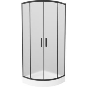 MEXEN/S - Rio sprchovací kút štvrťkruh 70 x 70, dekor, čierny + vanička Rio vrátane výpuste 863-070-070-70-30-4710 vyobraziť