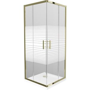 MEXEN/S - Rio sprchovací kút štvorec 80x80, pruhy, zlatá + biela vanička so sifónom 860-080-080-50-20-4010G vyobraziť