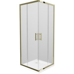 MEXEN/S - Rio sprchovací kút štvorec 90x90, dekor, zlatá + biela vanička so sifónom 860-090-090-50-30-4010G vyobraziť