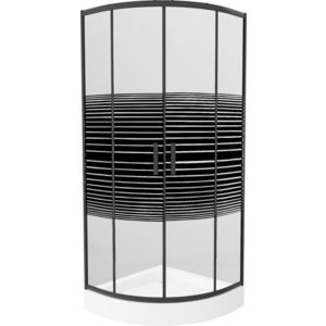 MEXEN/S - Rio sprchovací kút štvrťkruh 70x70, pruhy, čierna + biela vanička so sifónom 863-070-070-70-20-4710 vyobraziť