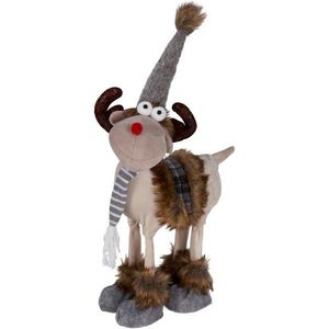 Vianočná dekorácia Sobík so sivo-bielym šálom, 23x15x37 cm vyobraziť